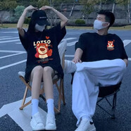 love legend情侶裝短袖T恤春夏季男女同款純棉寬松學(xué)生百搭衣服套裝班服定制 男黑+女黑【愛心熊】 L 男+L 女