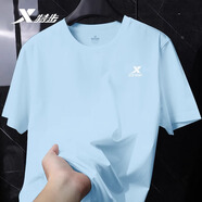 特步（XTEP）運動短袖t恤男速干衣夏季新款冰絲健身上衣寬松休閑薄款跑步半袖 碧空藍-速干 M 170