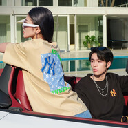 MLB官方 男女情侶明星明星同款老花休閑百搭棉質(zhì)T恤短袖25冬季新款 紐約洋基隊/淺米色 L 175/96A