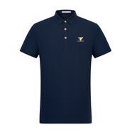 Hellen&woody奢侈男士夏季新品保羅衫時尚修身款純色金屬金標圖案休閑POLO 藏青 54