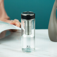 萬象（WANXIANG）單層玻璃杯長(zhǎng)濾網(wǎng)泡茶杯子水杯便攜車載高檔商務(wù)大容量夏男口杯子 U53G-槍黑色 630ml