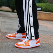 耐克（NIKE）Air Jordan aj1 mid男女鞋影子芝加哥黑紅腳趾熊貓籃球運動(dòng)休閑鞋 DM3531-800白橙扣碎 40.5