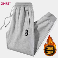 XNFS香港潮牌男裝秋冬季運(yùn)動(dòng)男士休閑長(zhǎng)褲韓版寬松大碼小腳褲棉衛(wèi)褲 【款】運(yùn)動(dòng)褲B款 灰色 加絨 4XL【建議190-210斤】