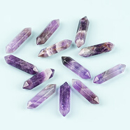 晶來(lái)晶往天然水晶雙尖六棱柱擺件原石打磨紅黃粉黑水晶柱子DIY吊墜工藝品 紫水晶（一個(gè)）
