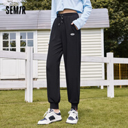 Semir森馬褲女開(kāi)叉束腳九分褲小個(gè)子質(zhì)感寬松衛褲個(gè)性時(shí)尚 黑色9000 170/74A/XL