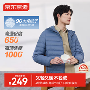 京東京造【air+零壓羽絨】輕薄羽絨服男外套冬立領(lǐng)白鴨絨 薄霧藍XXL