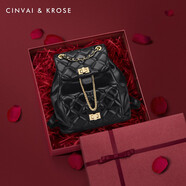 CinvaiKrose包包女包雙肩包女小香風(fēng)新款2025菱格鏈條小書包時尚通勤背包 黑色【禮盒款】禮物送女友