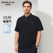 胖哥哥夏季新款POLO衫男大碼男裝中年商務(wù)高端男士短袖胖子刺繡LOGO體恤 確實(shí)黑 5XL【250-280斤】