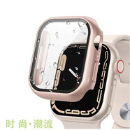 LAZYODD適用蘋果手表iwatchS9/8/7/se2/6/5/4鋼化膜保護(hù)殼Applewatch10殼膜一體保護(hù)套蘋果手表S11防水殼 玫瑰金色（普通款） 42MM表盤【適用·新11/10代iw