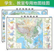 【官方正版】大幅面學(xué)生專用版地理地圖套裝 中國地圖掛圖+世界地圖掛圖（大尺寸約1.2米×0.9米 初中高中學(xué)生老師教師地理知識學(xué)習(xí)地圖掛圖墻貼掛畫 地形圖 洋流氣候圖等知識）