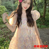 顏熏末奶甜收腰小個(gè)子公主裙子超仙女歐根紗蓬蓬設計感可愛(ài)娃娃裙連衣裙 紫色 M 165