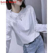 LOVER RUCCI法國白色長袖t恤女秋裝2025新款歐貨小衫上衣寬松純棉內(nèi)搭打底衫 白色 L