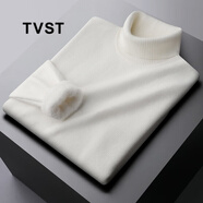 TVST香港原創(chuàng  )輕奢男裝一體絨羊毛高領(lǐng)針織衫男保暖毛衣秋冬新款加絨厚 白色 XL （130斤-145斤）