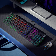 惠普（HP） K10G有線機械鍵盤 網吧電競游戲 104鍵發(fā)光全尺寸背光機械鍵盤全鍵無沖辦公游戲鍵盤 黑色混光鍵鼠套裝【青軸】