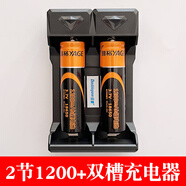 雅香格18650鋰電池3.7V 1200MAH大容量電蚊拍 臺燈 手電筒 專用電池 1200毫安(2個)+雙水槽充電器