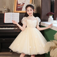 奧蒙威兒童禮服公主裙女童花童婚紗蓬蓬裙主持人鋼琴連衣裙演出服DY8966 香檳色【單裙】 120