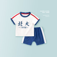 迪迪熊日記（DIDIXIONGRIJI）寶寶套裝夏季運動童裝兒童短袖短褲兩件套一歲嬰兒衣服小童夏裝男 短袖套裝 北大 100 cm(36M)