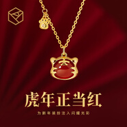 RHODON紅瑪瑙生肖項鏈女小眾設計定制刻字純銀鍍18K金鎖骨鏈送閨蜜禮物 萌虎項鏈