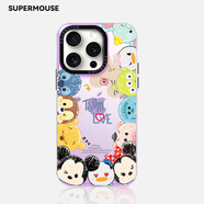 SUPER MOUSE高端手機殼適用蘋(píng)果15手機殼草莓熊iPhone14promax高級感ipone15奢華平果14pro動(dòng)漫十四大孔攝像頭 【漸變紫丨松松環(huán)繞米妮】鐳射炫光殼 iPhone14