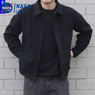 NASALIKE 外套男春夏季牛仔外套男青年工裝純色夾克寬松大碼百搭男裝機能 黑灰色3 迷彩雙層口袋牛仔外套 L 121-140斤寬松版