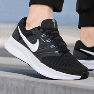 耐克（NIKE）男鞋跑步鞋2025夏季新款網(wǎng)面透氣緩震耐磨休閑健身訓練運動(dòng)鞋 白黑灰/舒適耐磨/跑步訓練鞋 40.5