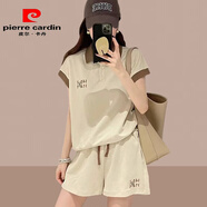 皮爾卡丹歐洲站套裝女2025春夏季寬松短袖POLO衫女短褲休閑運(yùn)動時尚套裝潮 杏色 【上衣+短褲】 XL (110-125斤)
