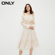 ONLY通勤氣質(zhì)收腰U領歐根紗套裝連衣裙女|124146002 A03 毛藝灰色 XS (155) 76A