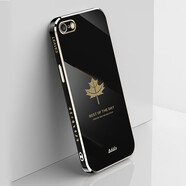 品美廉 PINMEILIAN 蘋果6plus直邊手機殼iPhone 6s電鍍閃粉軟殼6s plus全包鏡頭透明硅膠保護(hù)套 適用于 楓葉-經(jīng)典黑+屏幕膜 蘋果6-6s 4.7英寸