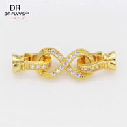 胖東來(lái)同款純銀扣頭925鍍銀鑲鉆珍珠水晶手串扣子項鏈孔雙排孔八 八字扣中號黃l金色