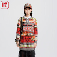 漁漁服飾女裝連衣裙2024新款女秋冬橫條紋撞色針織裙子FGGD0306 紅 S