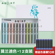 永生正姿鋼筆軟膠矯正握筆姿勢(shì)小學(xué)三年級(jí)專(zhuān)用初學(xué)者練字暗尖可換墨囊 3042A莫蘭迪色12支盒裝