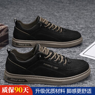 昌祥回力夏季男鞋新款百搭男士休閑皮鞋低幫運動(dòng)平底板鞋男款小白潮鞋 黑色主圖升級款 41