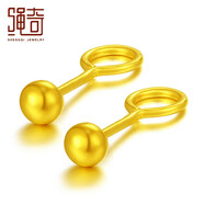 繩奇黃金耳釘女款999足金迷你黃金耳飾桃花愛心星星蘋果圓珠耳釘 圓珠耳釘 【一對】金重約0.4g