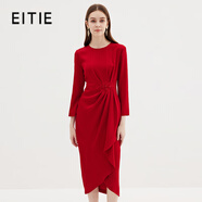 愛(ài)特愛(ài)（EITIE）商場(chǎng)同款高級感長(cháng)袖收腰釘珠禮服包臀連衣裙秋新款敬酒服7177811 紅蔓61 M 160