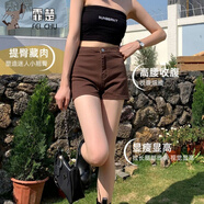 霏楚咖色牛仔短褲女2025年夏季新款超高腰緊身網(wǎng)紅辣妹棕色薄款超短褲 咖色短褲-2a31 顯瘦顯高百搭款 L 建議106-115斤