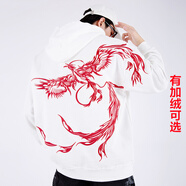 PLAY FOG 衛(wèi)衣男女醒獅刺繡秋冬純棉圓領oversize寬松潮流情侶衛(wèi)衣外套 9199鳳凰白色 M碼（建議100-130斤）