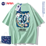 NASA GISSNASA潮牌聯(lián)名款 短袖t恤男2022夏季情侶潮流圓領(lǐng)體恤男寬松上衣服 NA3009淺綠色 M  建議110-130斤