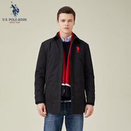 U.S. POLO ASSN.US保羅羽絨服男中青年外套連帽冬季保暖白鴨絨工裝外套男百搭男裝 黑色7005 M 165（105-120斤左右）