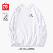 名創(chuàng)優(yōu)品（MINISO）初秋純棉打底衫男春秋重磅圓領(lǐng)內(nèi)搭上衣男女生百搭純色長(zhǎng)袖T恤潮 白色(m笑臉便簽胸標(biāo)) M 170(30天質(zhì)量問(wèn)題全額退)