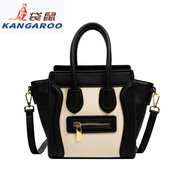 袋鼠（KANGAROO）經(jīng)典笑臉包2025新款真皮女包翅膀包荔枝紋蝙蝠包囧臉斜挎手提包女 黑色好版