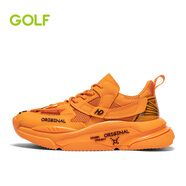 高爾夫（GOLF）男士休閑運(yùn)動鞋厚底增高系帶男鞋牛皮網(wǎng)面透氣跑步鞋潮男老爹鞋 橙色 42