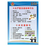 道路交通安全知識(shí)宣傳畫(huà)海報(bào)宣傳教育順口溜掛圖宣傳欄展板墻貼紙JTC JTX13 十大嚴(yán)重交通違章行為 70*50厘米 PP貼紙