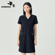 哥弟女裝小香風(fēng)Polo領(lǐng)質(zhì)感蔥紗短袖連衣短裙1500547 閃靛藍(lán) XL (5碼)