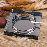 绮罗世界烟灰缸水晶玻璃烟缸创意个性特大号欧式办公室方形烟灰缸 典雅黑 小号 13cm