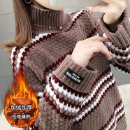 格素凡青少年女裝高中學(xué)生初中生女冬季毛衣高領(lǐng)少女毛衣冬天加厚加絨女 咖啡色加  絨 運 加厚 M 建議95-105斤