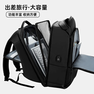尼格爾雙肩包男士背包商務(wù)16英寸電腦包大容量出差旅行包多功能防盜 典雅黑升級款【三大升級功能】