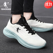 喬丹（QIAODAN）男鞋透氣跑步鞋夏季新款網(wǎng)面輕便減震跑鞋休閑運動鞋男款 象牙色/薄霧綠235F【網(wǎng)面透氣】 42