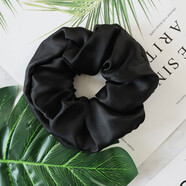 桑宋真絲發(fā)圈桑蠶絲丸子頭繩絲綢簡(jiǎn)約氣質(zhì)款網(wǎng)紅大腸圈甜美女手工發(fā)飾 黑色（一只裝）6cm