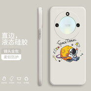 小寸心 榮耀x40手機(jī)殼榮耀x40gt保護(hù)套全包防摔直邊液態(tài)硅膠個(gè)性創(chuàng)意卡通宇航員軟殼 榮耀X40【象牙白-YT007舉旗宇航員】