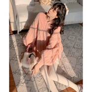 奶糯風(fēng)毛衣女日系慵懶風(fēng)復古軟糯系女2021新款設計感chic秋冬小眾寬松上衣 粉色麻花 L